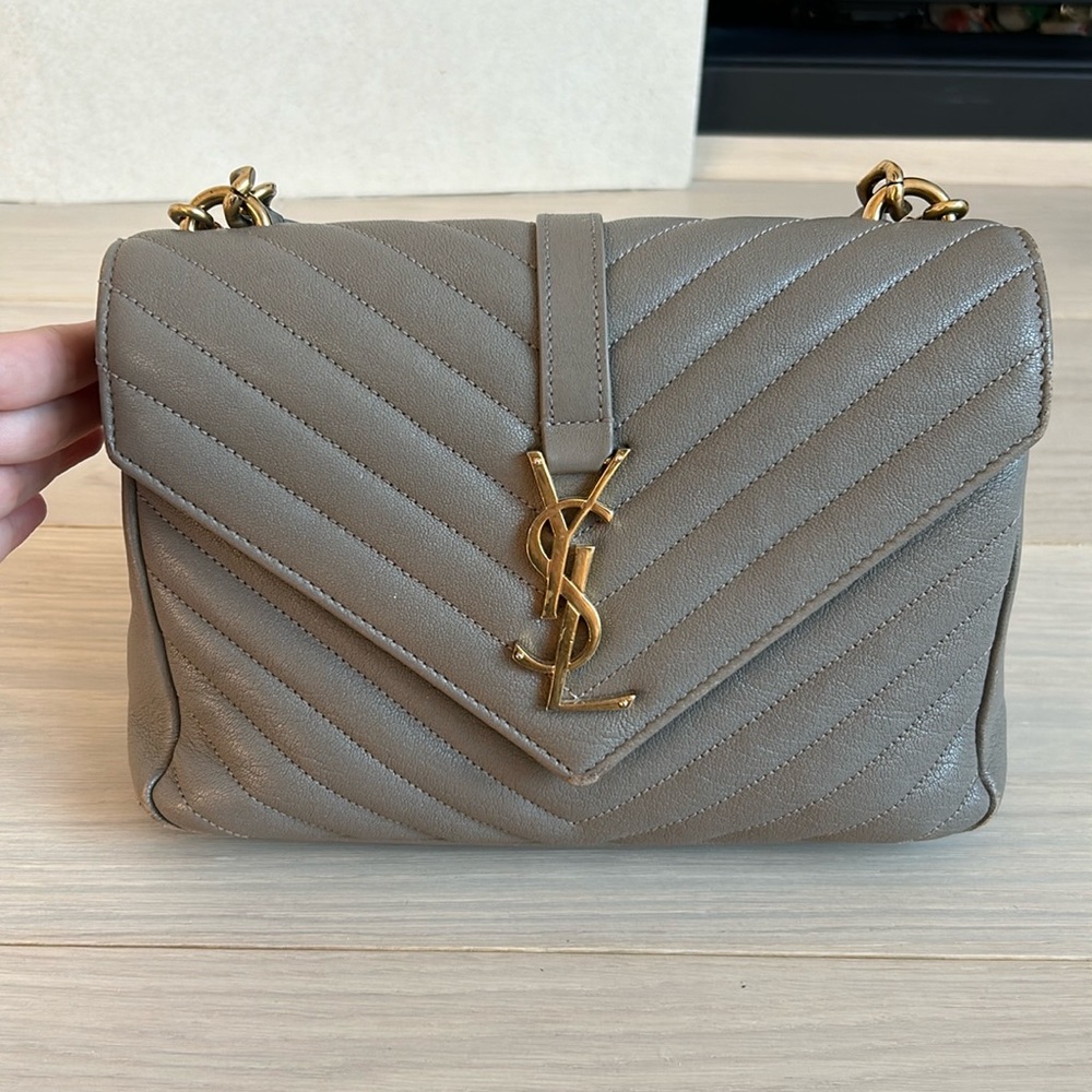 Authentic Saint Laurent College medium shoulder bag in grey